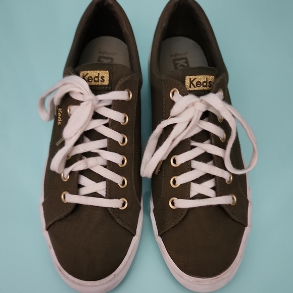 Keds Sneakers Olive Green with Gold Hardware - Picture 1 of 9